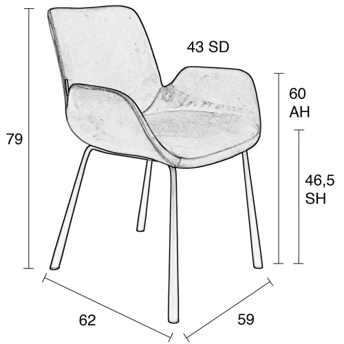 Brit LL design karfás szék