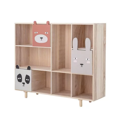 Calle bookcase with animal pattern drawers