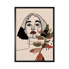 Linear woman with leaves picture