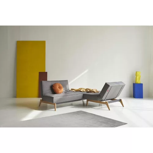 Splitback Eik sofa bed, oak