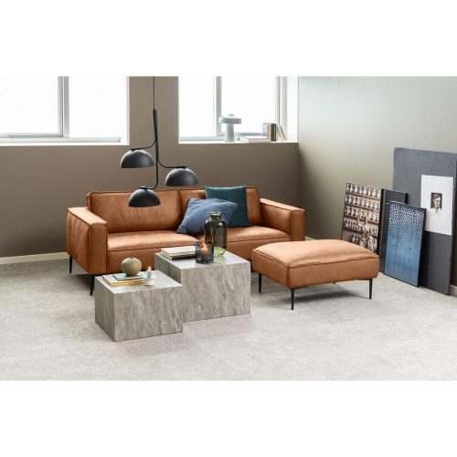 Montebello 3 üléses kanapé, barna textilbőr, fekete acél láb