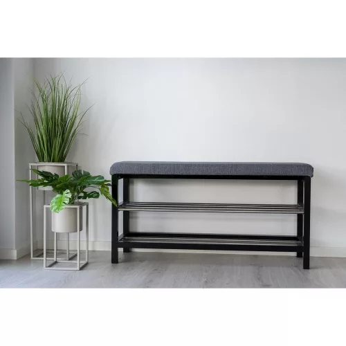 Padova padded bench, 2 shelves for shoes