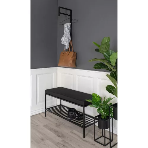 Vita bench with cushion and shelf