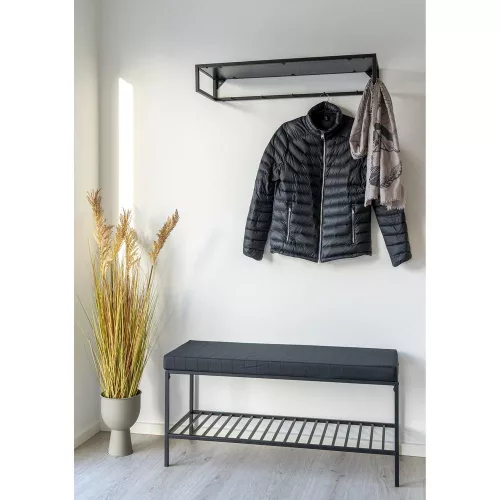 Vita bench with cushion and shelf