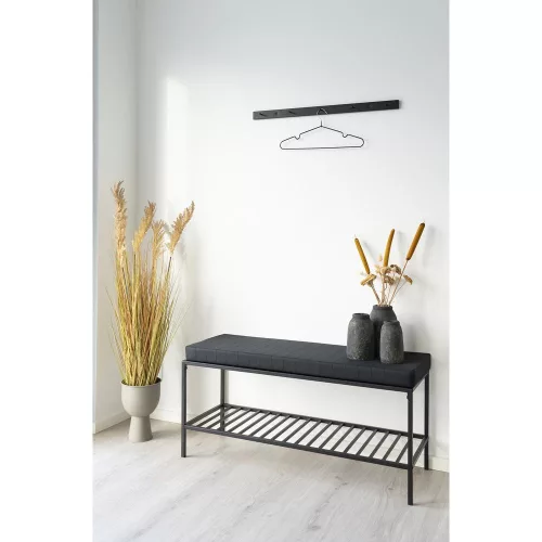 Vita bench with cushion and shelf