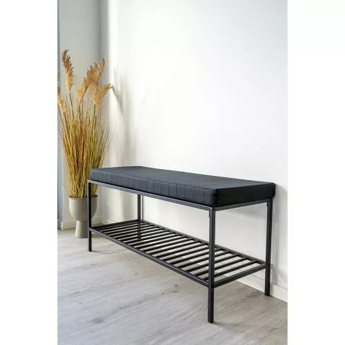 Vita bench with cushion and shelf