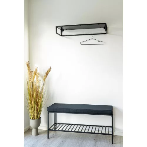 Vita bench with cushion and shelf