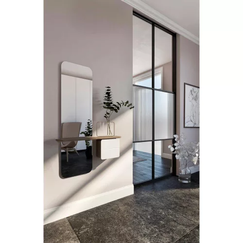 One More Look mirror with white oak shelf