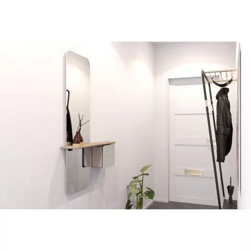 One More Look mirror with white oak shelf