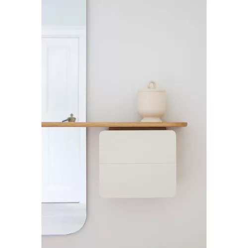 One More Look mirror with white oak shelf