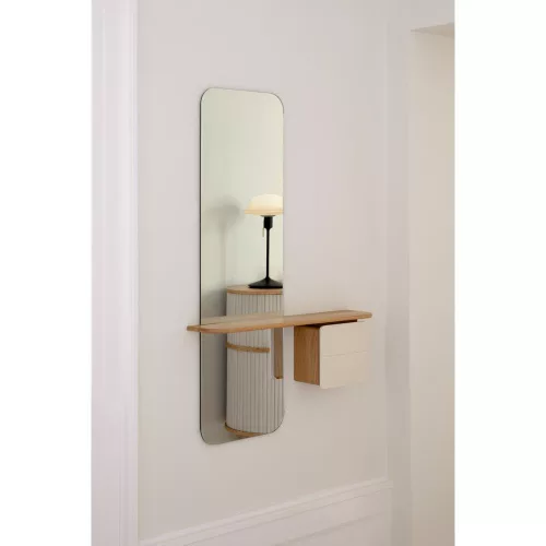 One More Look mirror with white oak shelf