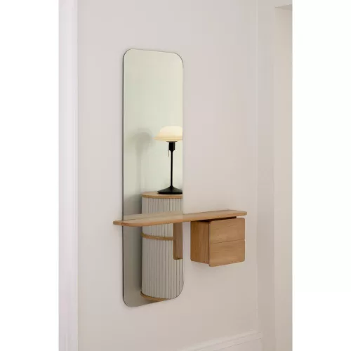One More Look mirror with natural oak shelf