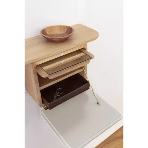 One More Look mirror with natural oak shelf