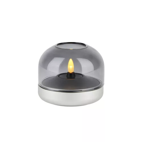 Glow 08 frosted silver LED candle holder