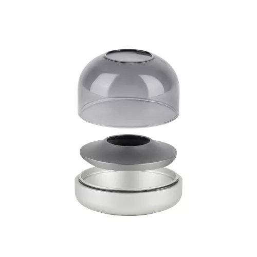 Glow 08 frosted silver LED candle holder