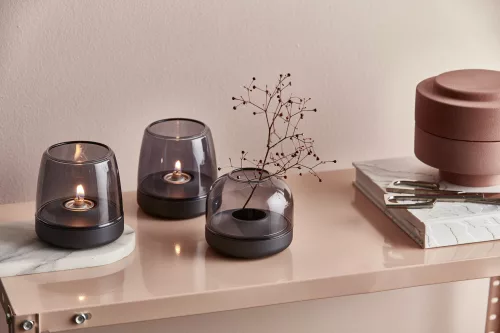 Glow 10 smoked grey LED candle holder