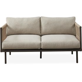   Oblic kerti 2 személyes kanapé, fekete alumínium váz, homok poliészter kötél