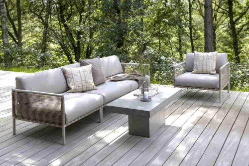 Horizon 3 seater outdoor sofa with high coffee table