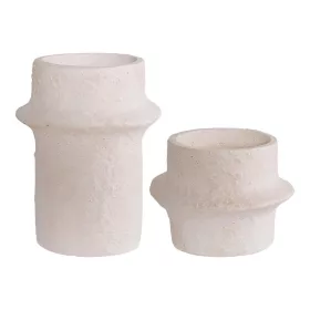 White cement candle holder, set of 2