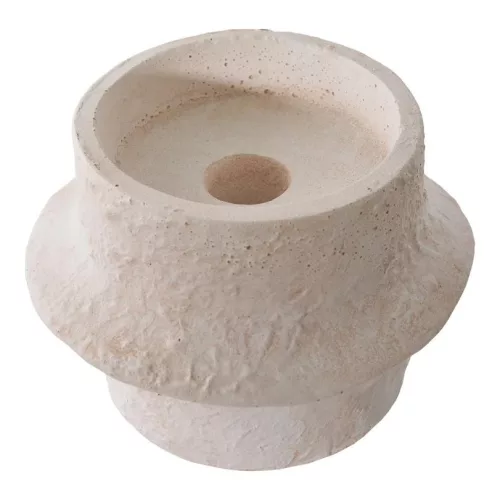 White cement candle holder, set of 2