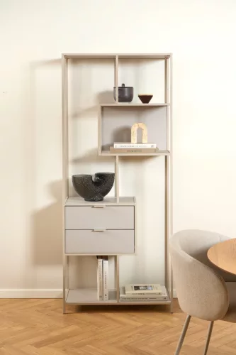 Seaford asymmetrical bookcase, high, with 2 drawers