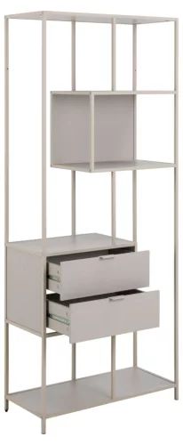 Seaford asymmetrical bookcase, high, with 2 drawers