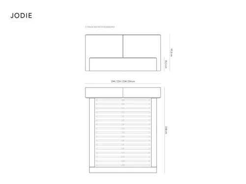 Jodie double bed with double headboard