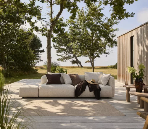 Faro két személyes kerti kanapé ottománnal, balos