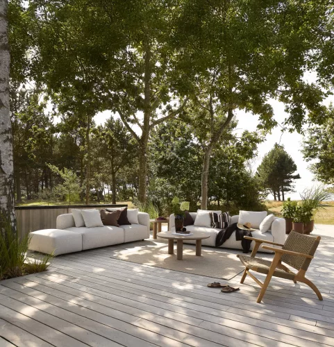 Faro két személyes kerti kanapé ottománnal, balos